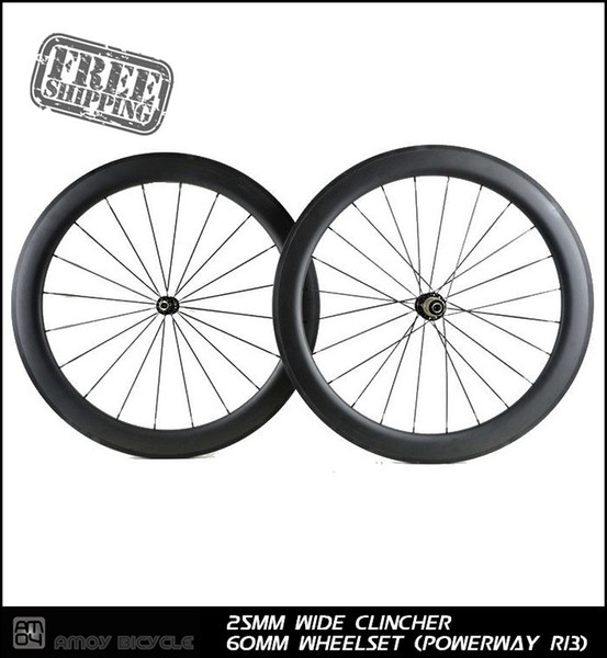 Free shipping 700C 60mm carbon clincher wheelsets 23mm Wide road bike carbon wheels bicycle carbon wheels