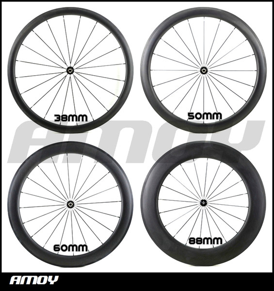 Road Bike 700C 38/50/60/88mm Full carbon wheels complete carbon fiber Wheelset matte/glossy road bike wheelset with novatec 271