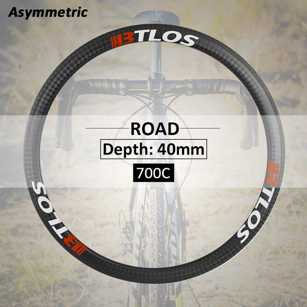 Asymmetric 700C 40mm deep U-shaped road gravel CX clincher tubeless Rim - RC-40A