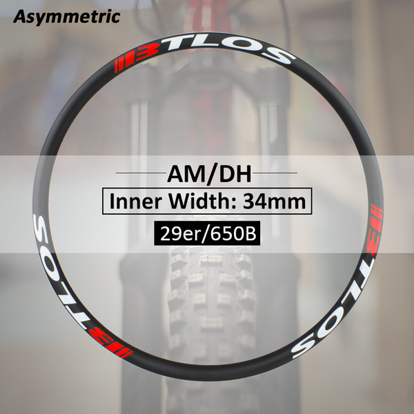 29er / 650B MTB Asymmetric 34mm internal downhill carbon rims - M-i34A