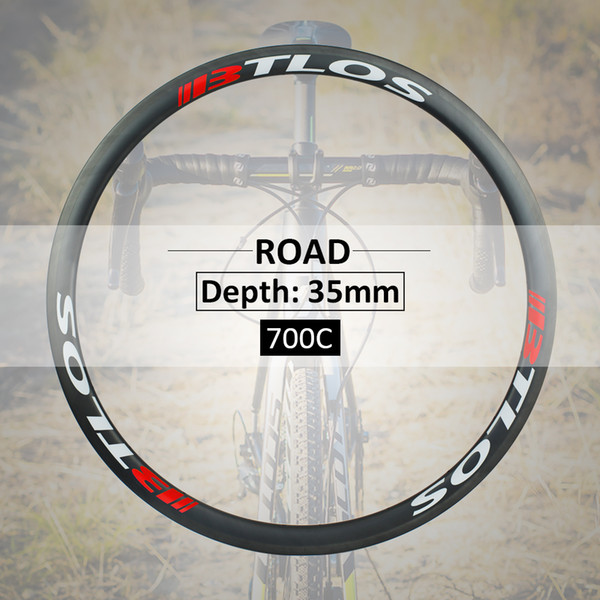 700C road bike 35mm deep clincher tubeless compatible carbon rims - BTLOS RC-35