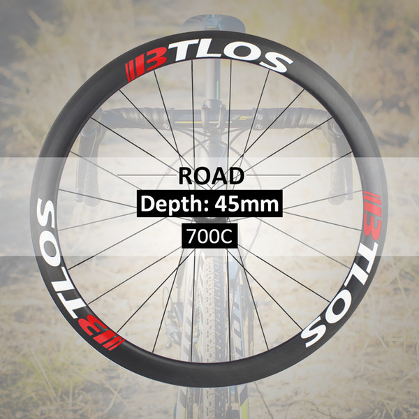 700C 45mm deep clincher tubeless carbon fiber wheels for cyclocross bike - BTLOS WRC-45