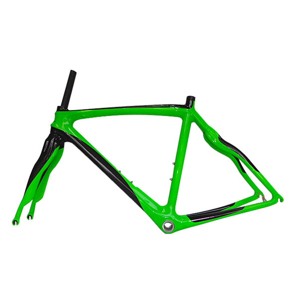 NO decal 700C full carbon road bike frame 48CM-56CM green and carbon black glossy painted high quality bicycle road bike frame cycling parts