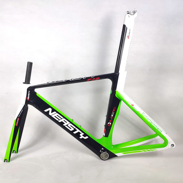 RB59 52cm road frameset carbon fiber road bicycle frame green and white UD weave new desing and new model bicycle accessories road frameset