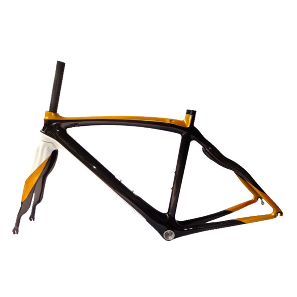 RB28 Chinese manufacturer provides 700C carbon fiber road frames with gold painting without brand and tapered head tube inner routing frames