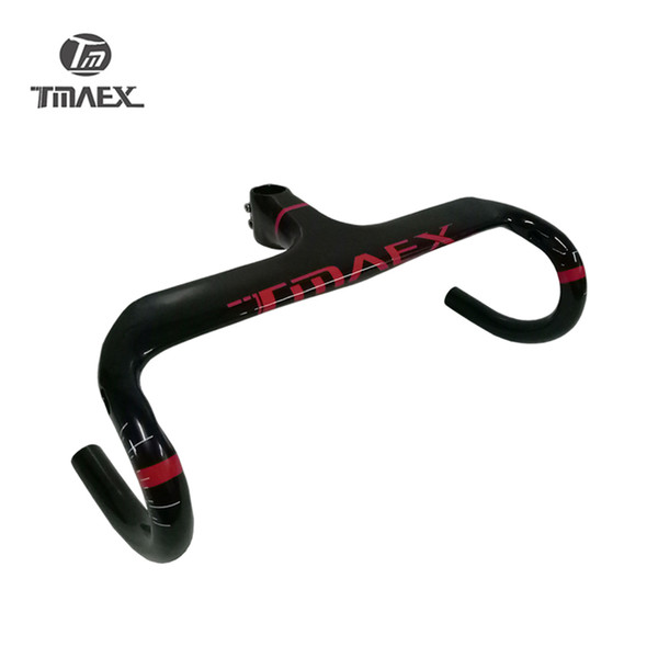 TMAEX Red Carbon Handlebar Integrated Carbon Internal Road Handlebar With Stem Reach 95mm Drop 125mm Carbon Cycling Bike Parts