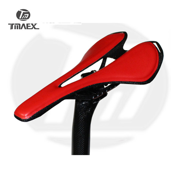 2017 New Full Carbon+ Fiber Red Leather Road/Mountain Bike Saddle Seat Cushion Carbon Saddle Bicycle accessories