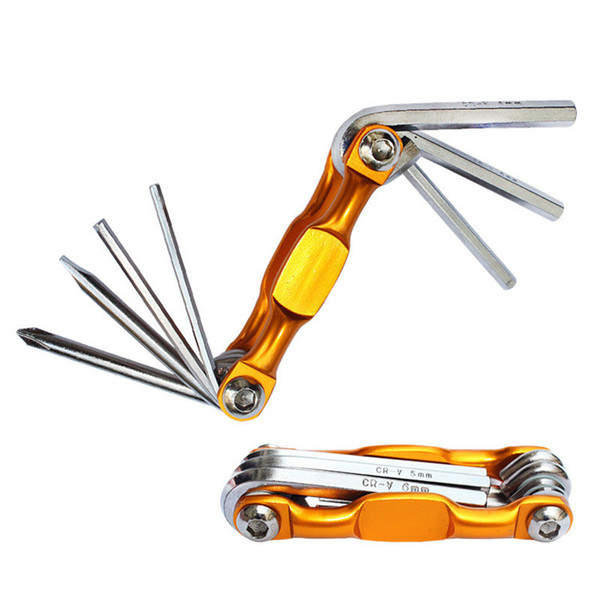 Folding Bike Repairing Tools 7 in 1 Fixing Bicycle Cycling Tool Kit Wrench Screwdriver Chain Carbon Steel Cycle Multifunction Tools