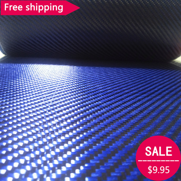 Free shipping Blue Kevlar & 3K Carbon fiber mixed Fabric 12