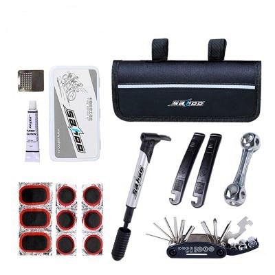 Bike Tools Kit Frame Tube Bag Mini Pump + 16 in 1 Multifunction Tool Inflator Tyre Tire Repair Cycling Bicycle Tools Box