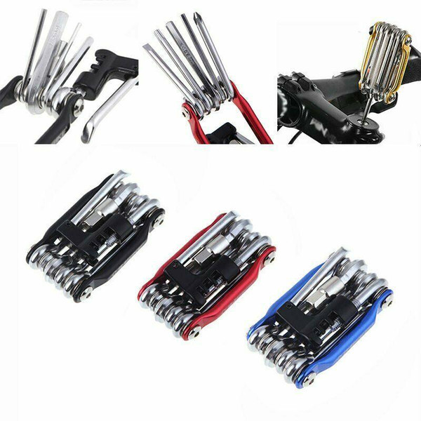 4 Colors Cycling Bicycle Repair Tools Bike Pocket Multi Function Folding Tool 11 in 1 Kit Cycling Spanner Wrench maintenance Set