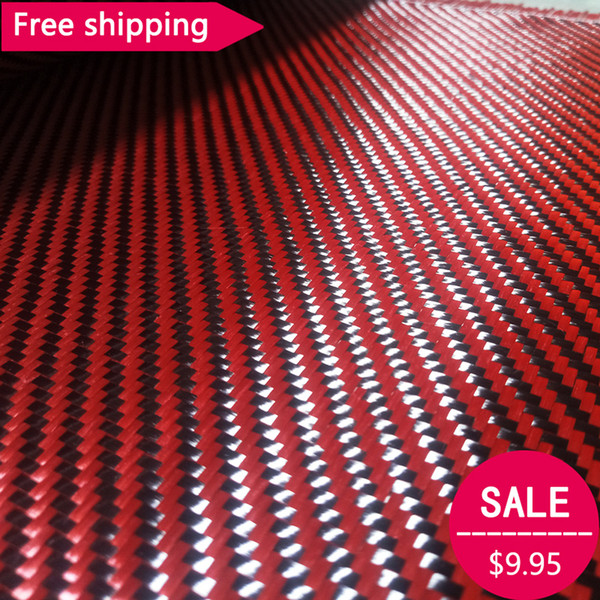 Free shipping Red Kevlar & 3K Carbon fiber mixed Fabric 12