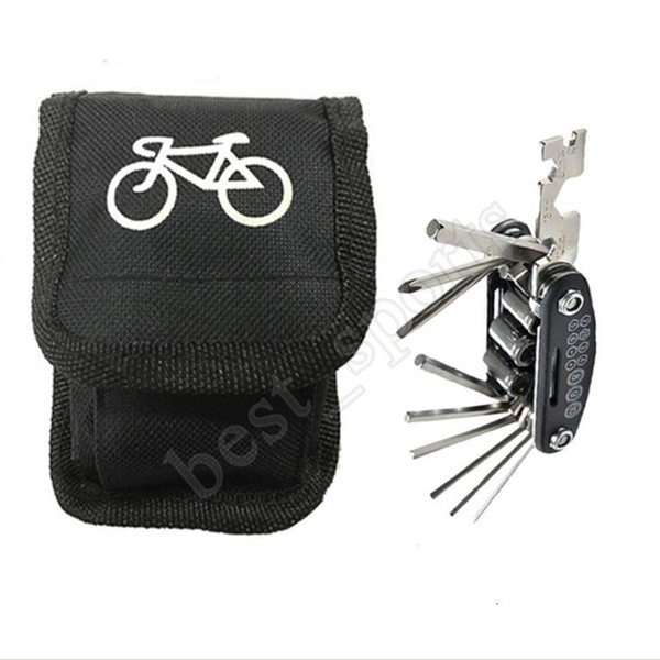 Mountain Bike Tire Repair Tool 16-in-1 Kit Cycling Multifunctional Portable Mechanic Fix Tools Set Bag Separate package and tool LJJZ57