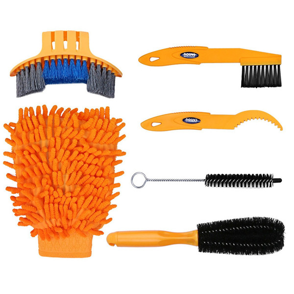 6pcs Bike Bicycle Clean Brush Kit/ Cleaning Tools for Bike Chain/Crank/Tire/Sprocket Cycling Corner Stain Dirt Clean, Fit All Bike