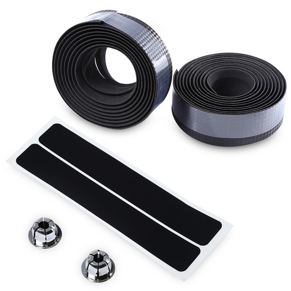 Portable Handlebar Tape Lightweight Carbon Fiber Belt Strap Handlebar Tape with Bar Plug for Bicycle Cycling Handbar+B