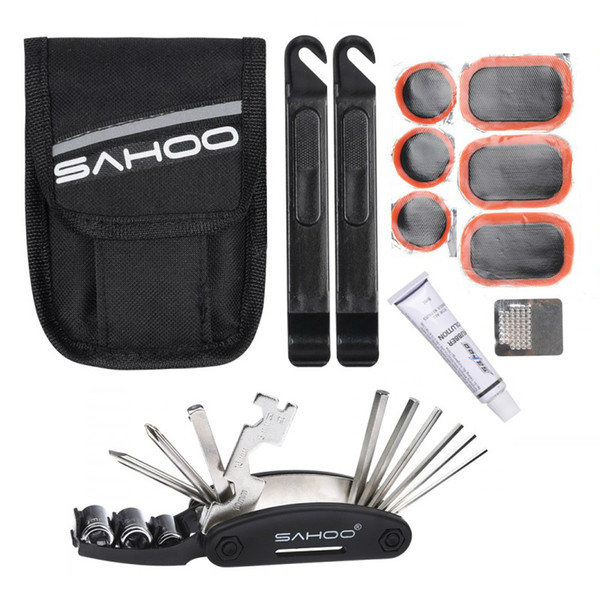 BMX Cycling Cycle Tire Repair Tools Kits Sets Accessories tail bag SAHOO 16 In 1 Multi Bicycle Repair Tools MTB Road Bike Tools