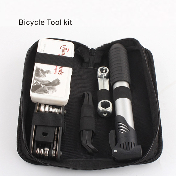 16 in 1 multi tool bag,Bicycle Tool kit to have both multi tool & tire puncture kit ,Equipped with a bicycle inflatable pump.