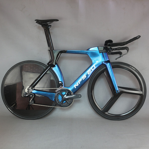 TT2020 700C Road Carbon PF46 Time Trial TT Bike/Bicycle Frame with DI2 compatible Blue glossy painting