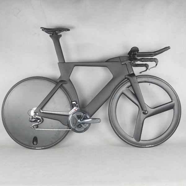 Complete Bike TT Bicycle Time Trial Triathlon Carbon Fiber Carbon black color Painting Frame with DI2 R8060 groupset