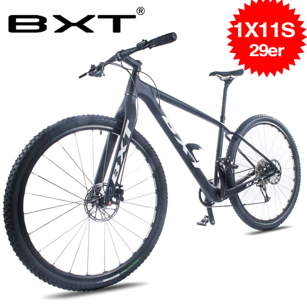 BXT Mountain Carbon Fiber Bike Bicycle 1 * 11 Speed Bike 29 * 2.1 Mountain Hard Fork cycling Mechanical Disc Brake Free Shipping