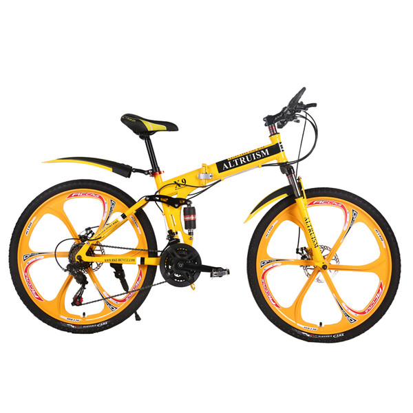 X9 26 inches bicycles Steel 24 speed Double shock absorption folding mountain bike Double disc bicycle