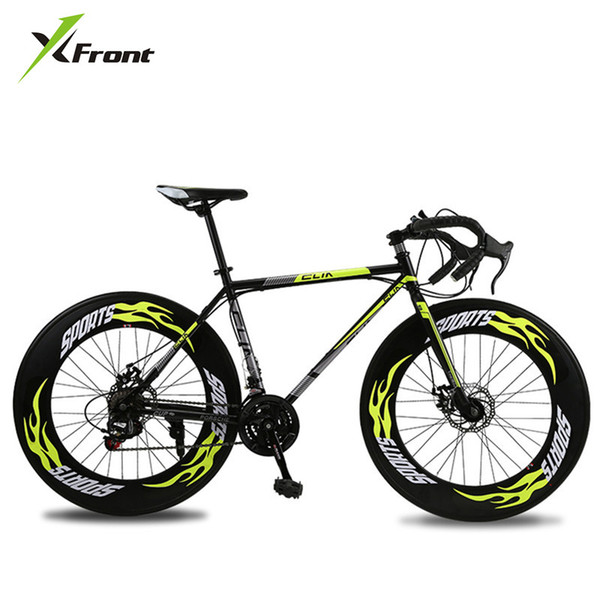 New Road Bicycle Carbon Steel Frame 700CC Wheel 21/27 Speed Dual Disc Brake Bicycle Outdoor Sports Racing Cycling Bicicleta