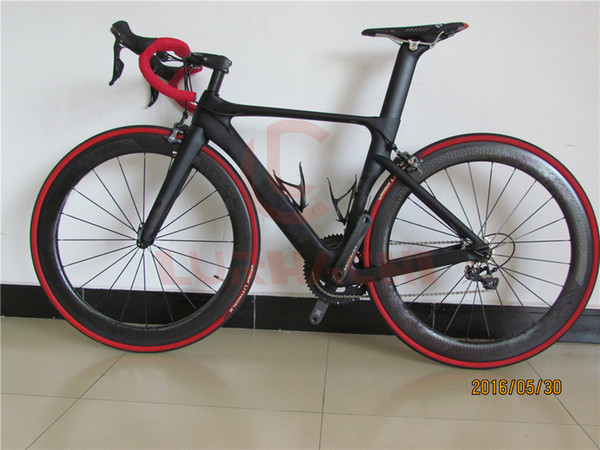 LURHACHI Carbon Fiber Complete Bike Carbon Road Bike Bicycle Frame+Dimple Carbon Wheels+Carbon Handlebar/Saddle+R8000 Groupset