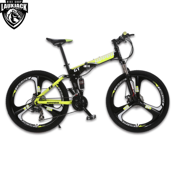 UPPER Mountain Bike Full Suspension Steel Foldable Frame 24 Speed Shimano Mechanic Brake Alloy Wheel