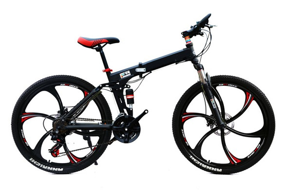 26inch folding mountain bike 24 speed double damping 3/6 knife wheel bicycle double disc brakes mountain bike