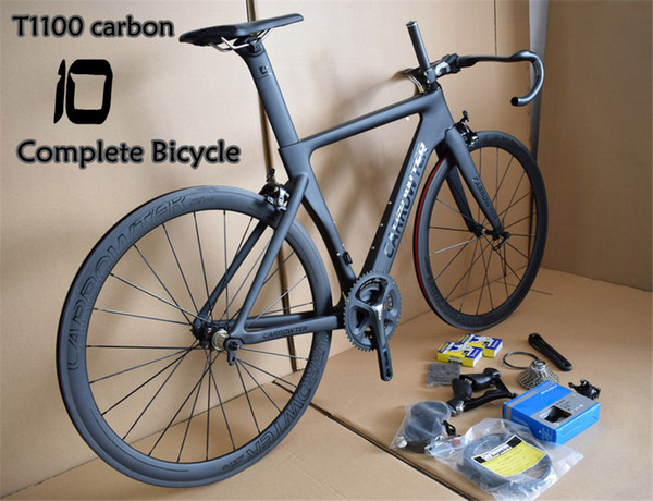 CARROWTER full bicycle with R8000 Groupset T1100 3K BoB Black on Black carbon road bike frameset 50mm Wheelset free shipping