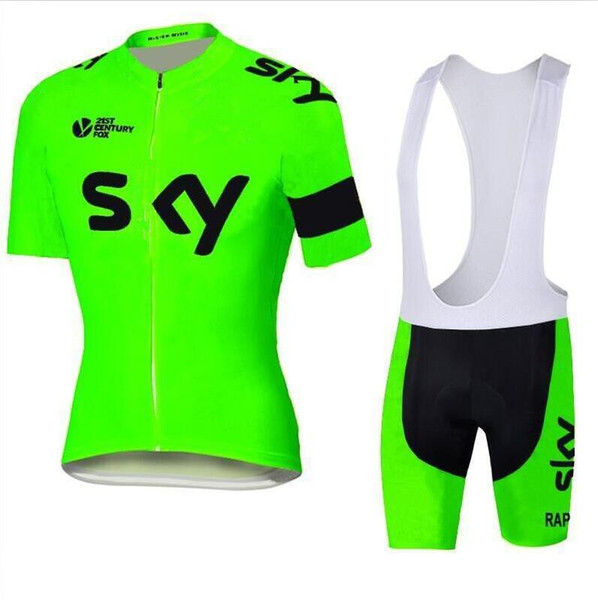 2016 Tour De France team SKY Cycling Jersey Fluorescent green Set Short Quick Dry Bike Wear Men Outdoor Cycling skinsuit XS-4XL
