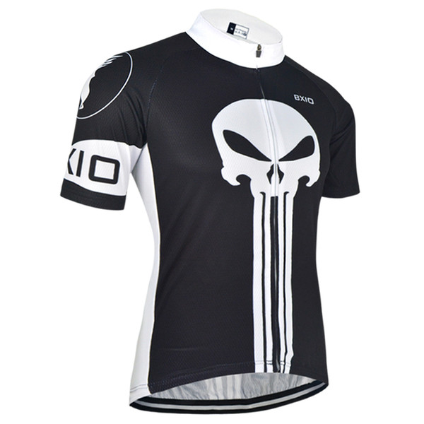 Bxio Brand Hot Sale Men Cycling Jersey Short Sleeve Black Bike Wear Skull Cycling Clothes Maillot BX-0209H024-J