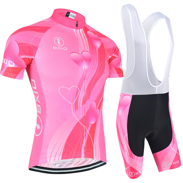 BXIO New Arrival Female Cycling Jersey Love Pattern Summer Bikes Clothing Short Sleeve Cycle Jerseys Brand Unique Design Cycling Set BX-123