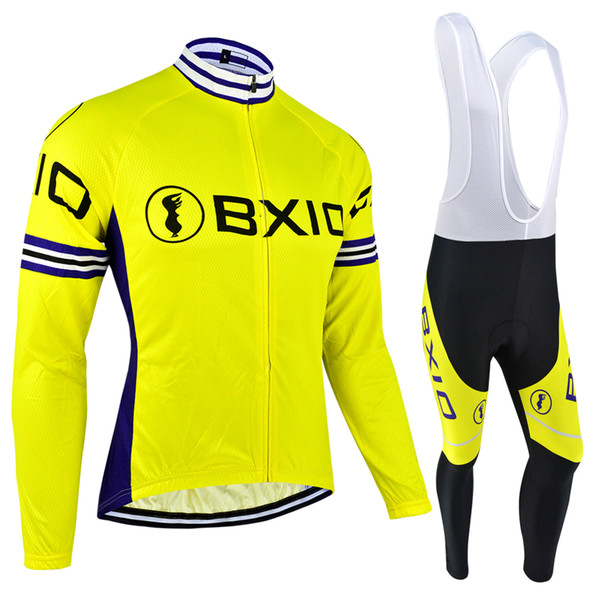 BXIO Brand Bike Jersey Winter Thermal Fleece Cycling Clothing Or Autumn Breathable Yellow Bicycle Jersey Ropa Ciclismo Invierno BX-051