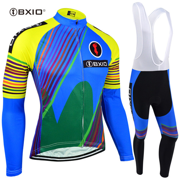 BXIO Blue Cycling Jersey 3D Gel Pad Pro Team Bicycle Clothing Winter Fleece Bike Clothing Ropa Ciclismo Long Sleeve Bike Jerseys BX-110