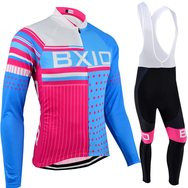 BXIO Brand Bike Clothing Long Sleeve Women Cycling Jersey Sets Blue Pink Compressed Fall Suite Anti Pilling Bikes Clothes BX-013