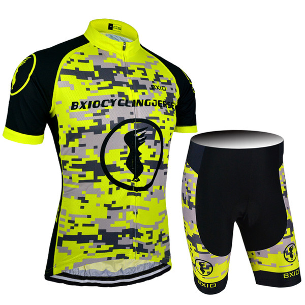 BXIO Yellow Men Cycling Jerseys Profession MTB Cycle Clothing Can Be Choose Bibs Or No Bibs Pants Bikes Clothes Suit BX-083