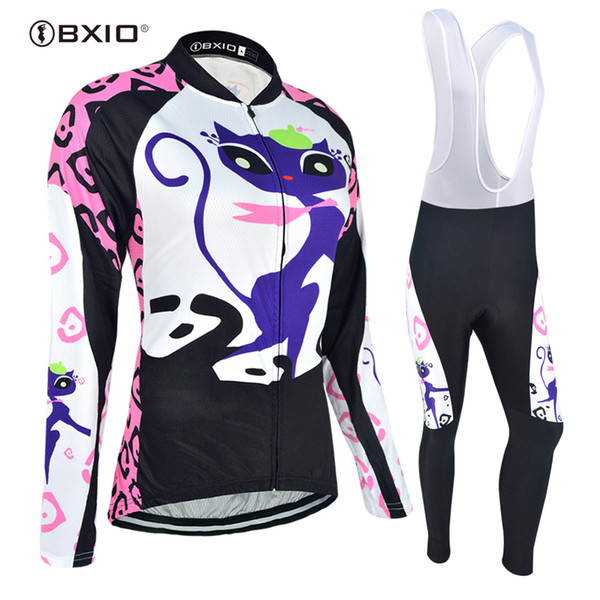 BXIO Brand Can Be Choose Winter Or Non-winter Cycling Jerseys Cat Pattern Bike Clothing Women Ciclismo Ropa Invierno Mujer BX-044