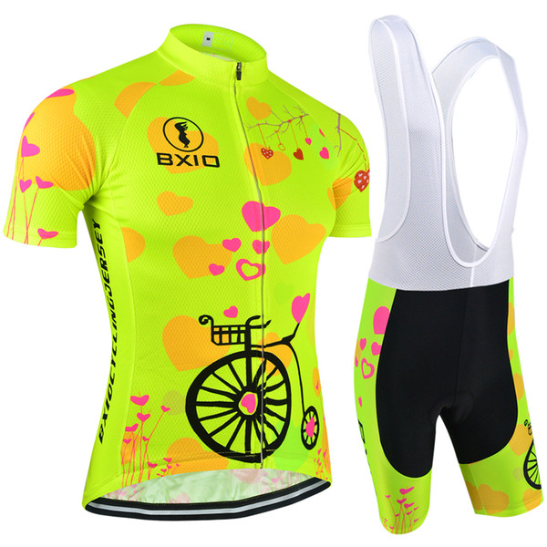 BXIO Woman Cycling Jerseys Sets Fluorescence Color Cycling Clothing Brand Top Selling Female Bicycle Jersey Ropa ciclismo mujeres BX-125