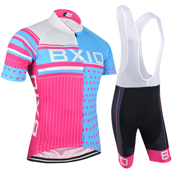 BXIO Summer Cycling Set Woman Sports Running Suit Short Sleeve Road Bike Jersey With 3 Pockets Roupas De Ciclismo BX-0209RB-013