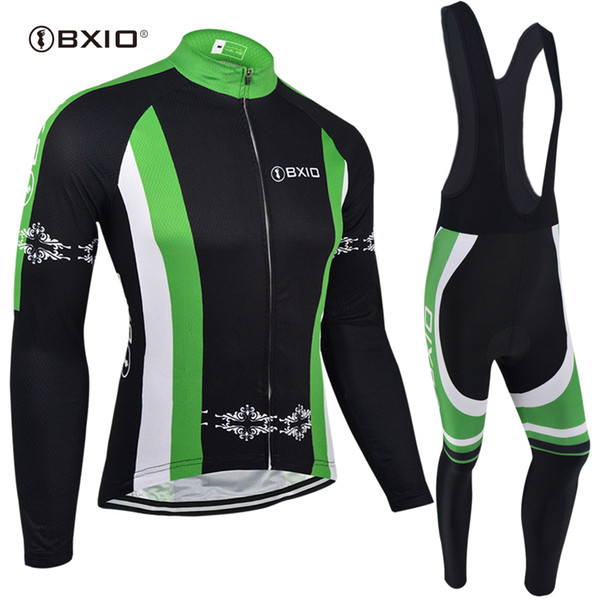 BXIO Pro Team Simple Style Cycling Jerseys Long Sleeve Sets Winter Thermal Fleece Bike Clothes Autumn Black Bibs Ropa Ciclismo BX-106