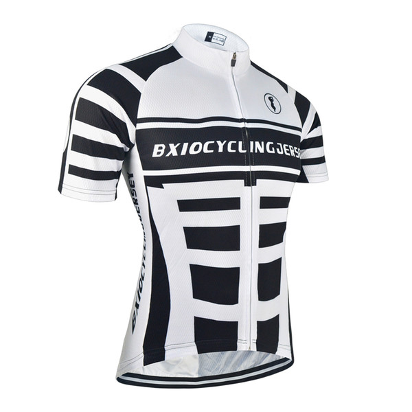 BXIO Men Cycling Shirts Summer Short Sleeve Bike Clothing Oudoors Bike Sports Breathable Tops Black And White Cycle Only Shirts BX-002-J