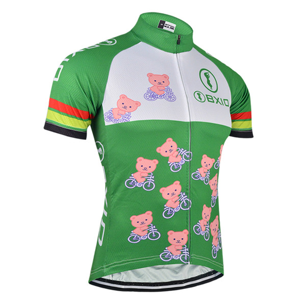 BXIO Brand Cycling Only Jersey Men Green Bicycle Clothing Breathable Cartoon Pattern Cycling Clothing Ropa Ciclismo Hombre BX-103