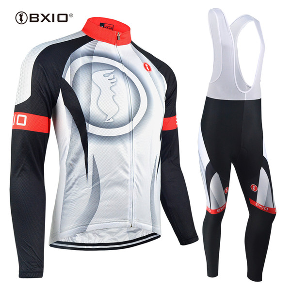 BXIO Brand Cycling Jersey Men Set Pro Team Bicycle Jersey Winter Thermal Fleece Or Autumn White Bicycle Clothing Ropa Ciclismo BX-073