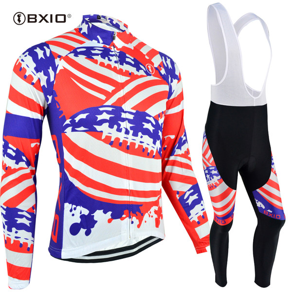 BXIO Winter Thermal Fleece Cycling Jersey set Long Sleeve Autumn 3 Rear Pockets Bike Clothes Fancy Cycling Suit Ropa De Ciclismo BX-078