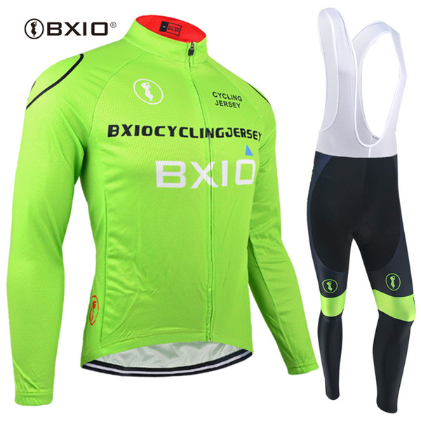 BXIO Brand Cycling Clothes Mailot Fall Long Sleeve Men Cycling Jersey Anti Pilling Compressed Green Cycle Sets BX-011