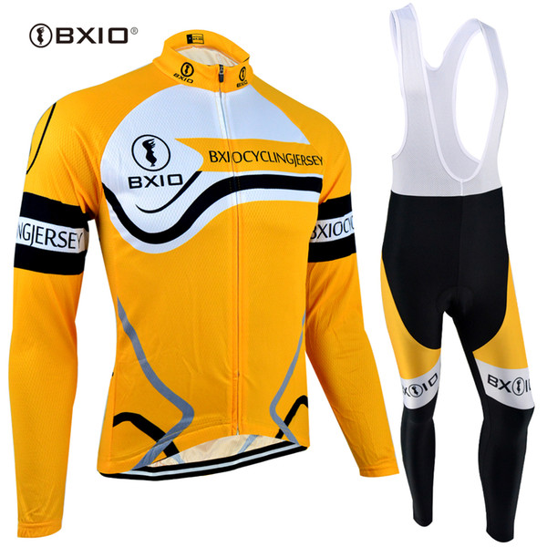 BXIO Brand Winter Thermal Fleece Cycling Jersey 3D Blue Gel Pad Bicycle Clothing Long Sleeve Pro Team MTB Ropa Ciclismo Invierno BX-084