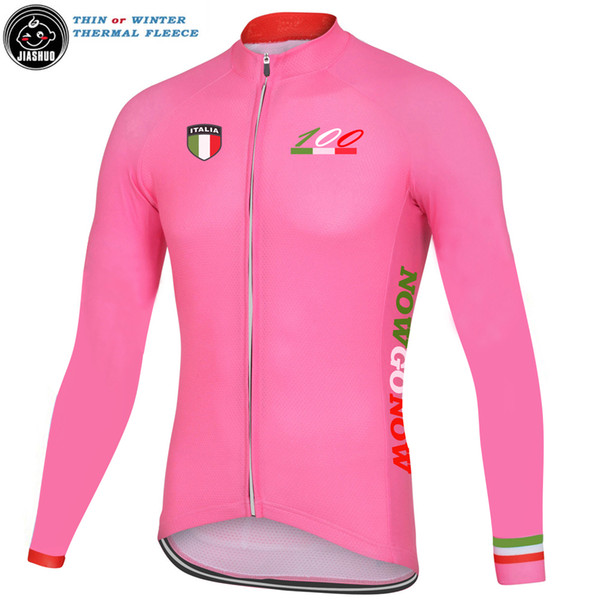 Thin Or Winter Thermal Fleece NEW Pink Italia Italy 100 Years RACE Team Long Cycling Jersey / Shirts & Tops Breathable Customized JIASHUO