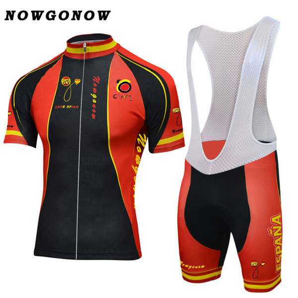 NEW Customized 2017 SPAIN ESPANA JIASHUO Classical mtb road RACING Team Bike Pro Cycling Jersey Sets Bib Shorts Clothing Breathing Air