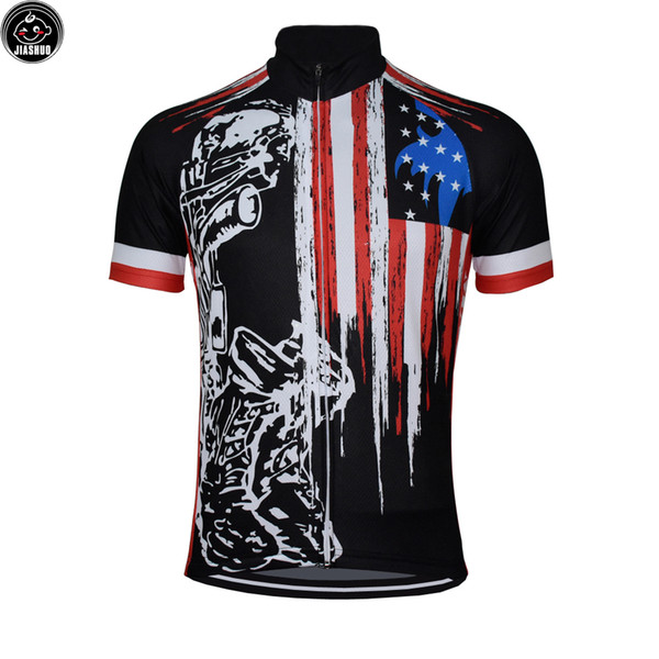 USA Flag Classical Mountain Road RACE Bike Team Black Pro Cycling Jersey / Shirts & Tops Clothing Breathable Customized JIASHUO